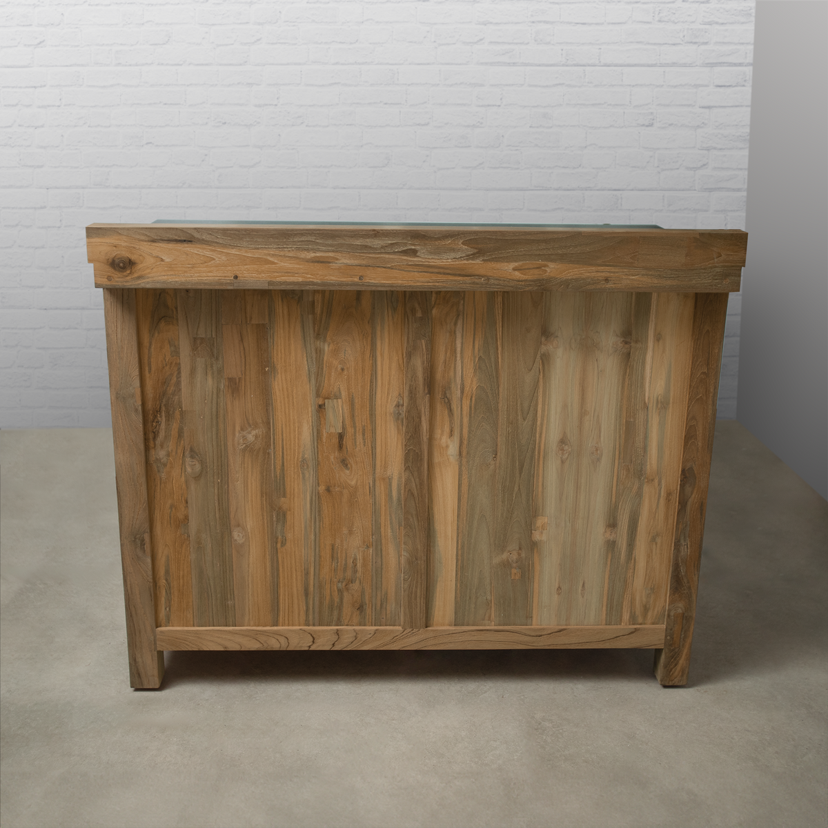 Cozinha de Exterior Modular em Teca — Bar de Café com Tampo em Cerâmica