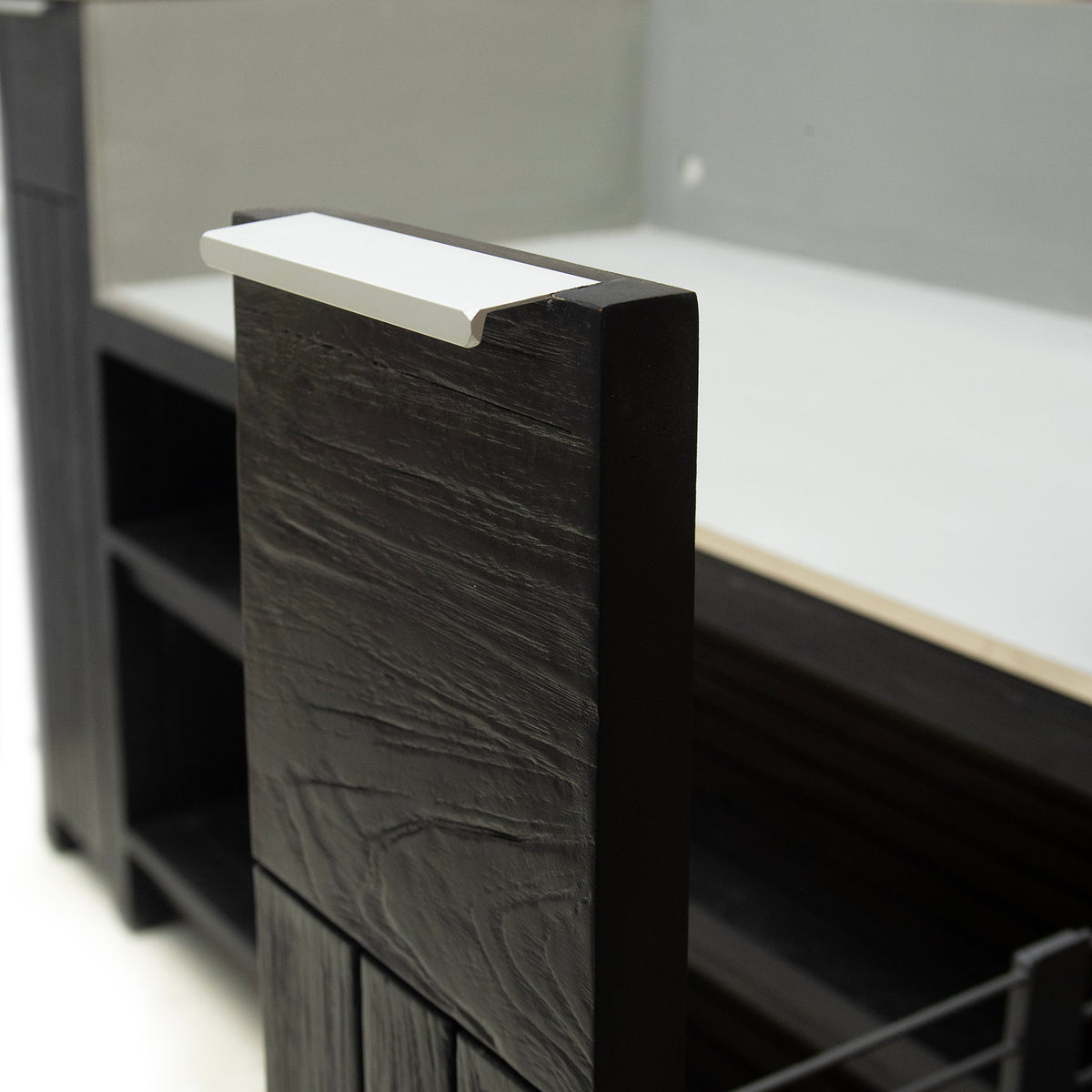 Teak Carbon Line — Armário para Grelhador de 4 Queimadores em Aço Inoxidável Preto com Tampo em Cerâmica