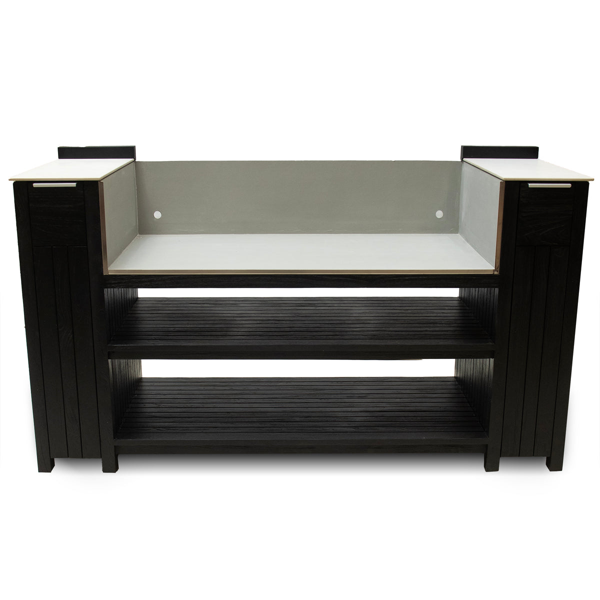Teak Carbon Line — Armário para Grelhador de 6 Queimadores em Aço Inoxidável Preto com Tampo em Cerâmica