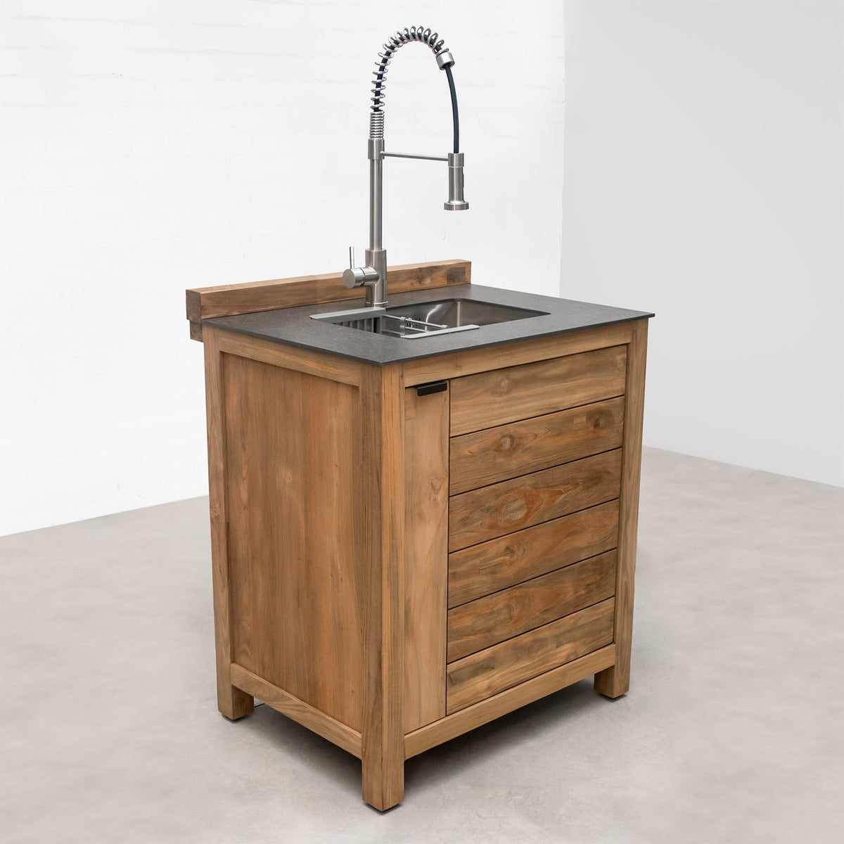 Cozinha de Exterior Modular em Teca — Armário Lava-loiça com Tampo em Cerâmica
