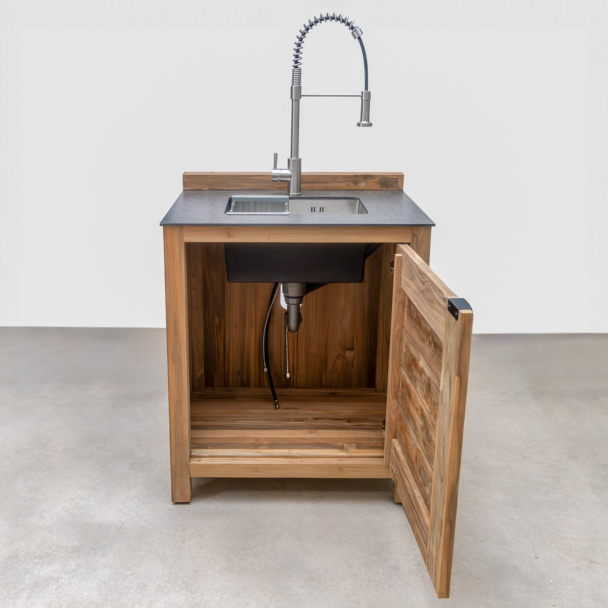 Cozinha de Exterior Modular em Teca — Armário Lava-loiça com Tampo em Cerâmica