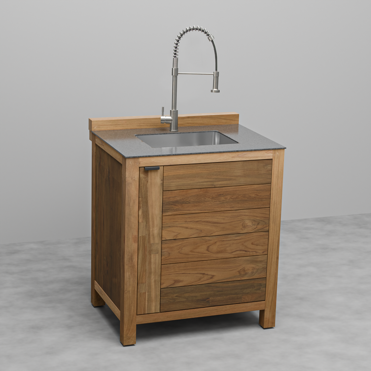 Cozinha de Exterior Modular em Teca — Armário Lava-loiça com Tampo em Cerâmica