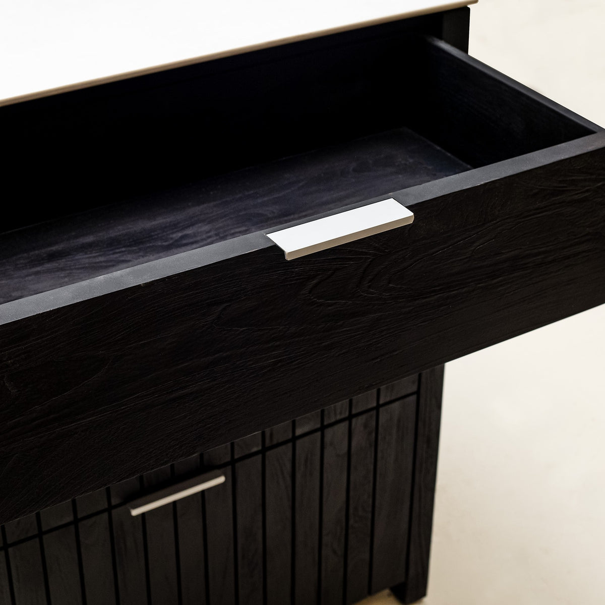 Teak Carbon Line Modular Outdoor Kitchen Double Door & Drawer Cabinet with Ceramic Top
